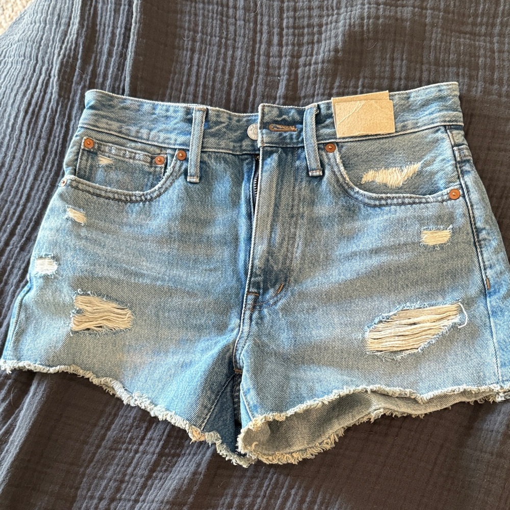 NWT Madewell Blue Distressed Jean DENIM Shorts